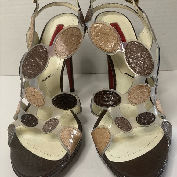 Cesare Paciotti multicolor snake skin high heel platform. Lucite in between . - Picture 3 of 7